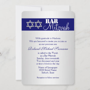 Blue silber Bar mitzvah Feiern #5 Einladung