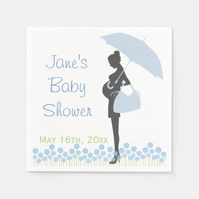 Blue Silhouette Baby Dusche Napkins Serviette (Vorderseite)