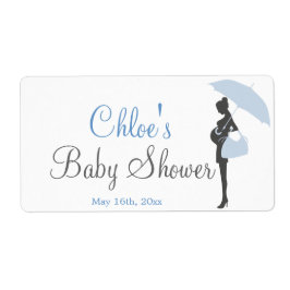 Blue Silhouette Baby Dusche Wasserflaschen Etikett