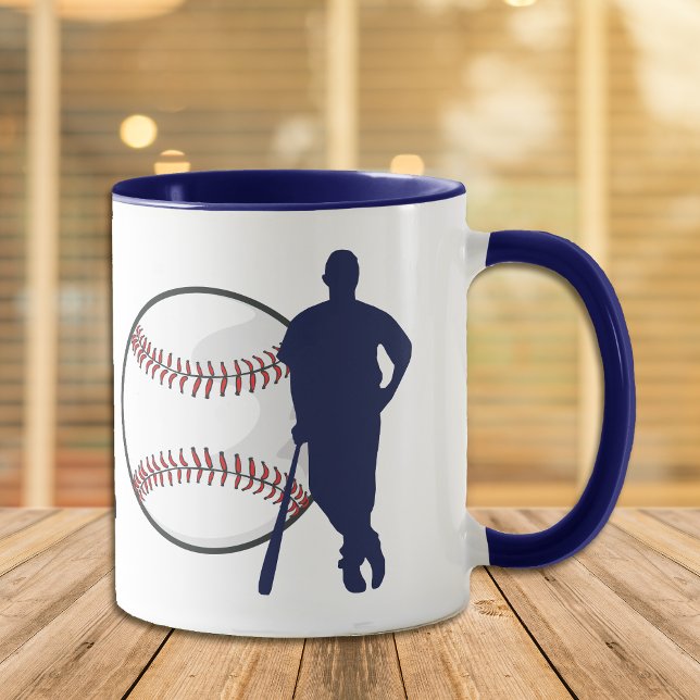 Blue Silhouette Baseball Hitter Tasse (Von Creator hochgeladen)