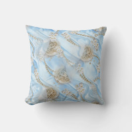 Blue Silk & Ivory Champaign Pearls Kissen