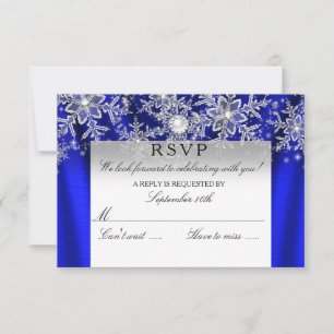 Blue Silk Pearl Snowflake Silver Winter UAWG RSVP Karte