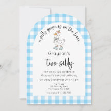 Blue Silly Goose 2e anniversaire Invitation photo