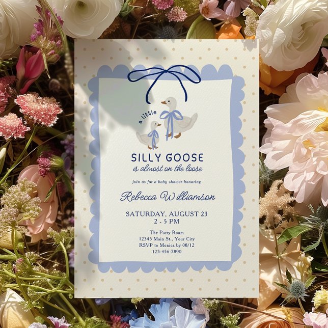 Blue Silly Goose Boys Baby Shower Einladung (Silly Goose Boys Baby shower Invite)