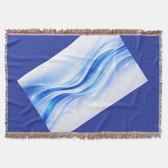 Blue & Silver Abstract Wave Blanket – Modern Flowi Decke (Vorderseite)
