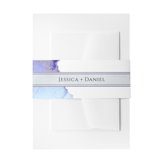 Blue Silver Abstrakt Jewel Tone Wedding Einladungsbanderole (Vorderseite Beispiel)