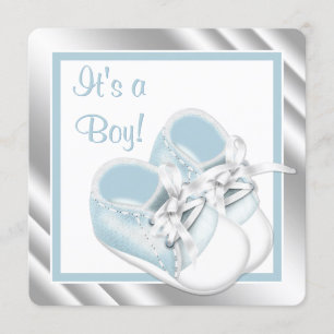 Blue Silver Baby Boy Dusche Einladung