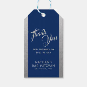 Blue Silver Bar Mitzvah Gefallen Vielen Dank Geschenkanhänger