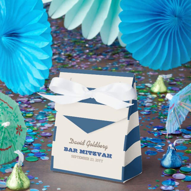 Blue & Silver Bar Mitzvah Gefälligbox Geschenkschachtel (Party)