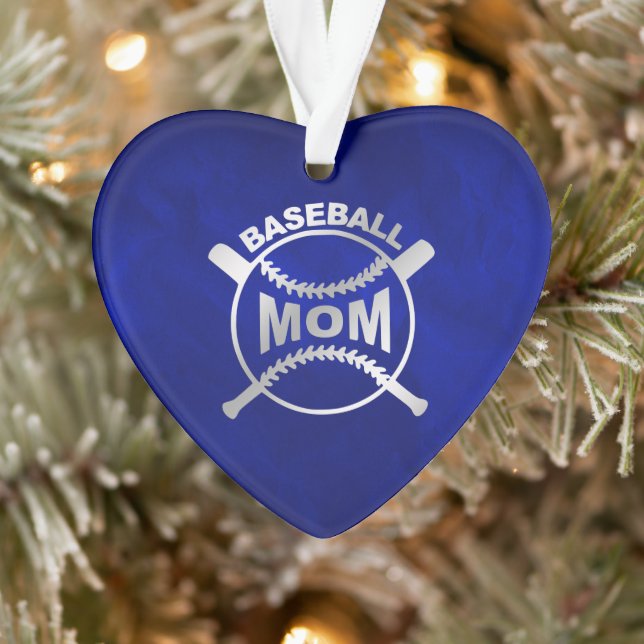 Blue Silver Baseball Mama Ornament (Baum)