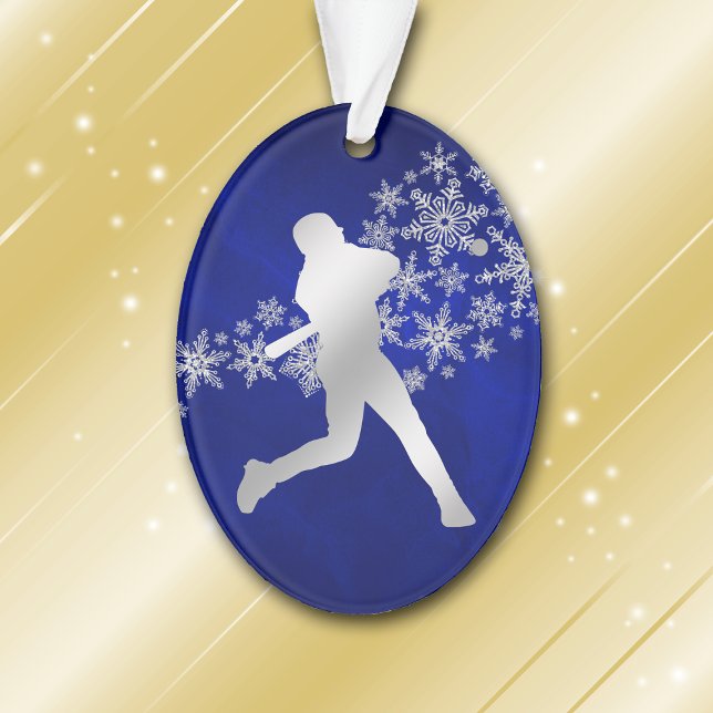 Blue Silver Baseball Player Ornament (Von Creator hochgeladen)