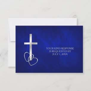 Blue Silver Christlich Cross Wedding RSVP