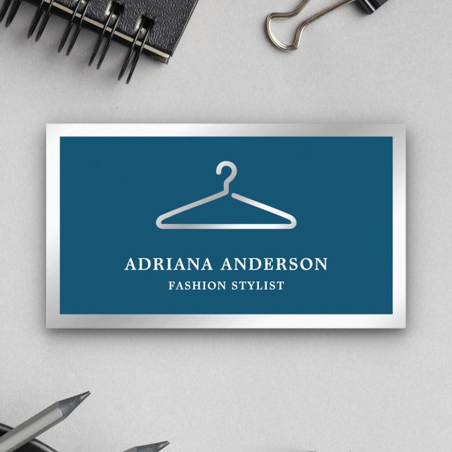 Blue Silver Clothes Hanger Fashion Stylist Visitenkarte (Von Creator hochgeladen)