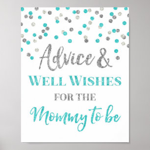 Blue Silver Confetti Ratschläge für die Mama zum S Poster