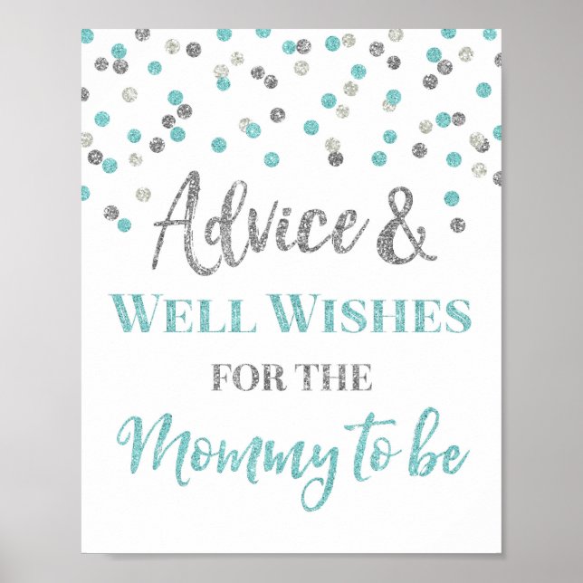 Blue Silver Confetti Ratschläge für die Mama zum S Poster (Vorne)