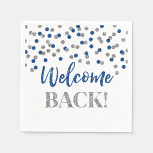 Blue Silver Confetti Willkommen zurück Napkins Serviette