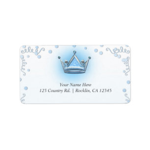 Blue & Silver Crown Party Confetti Einladung Adressaufkleber