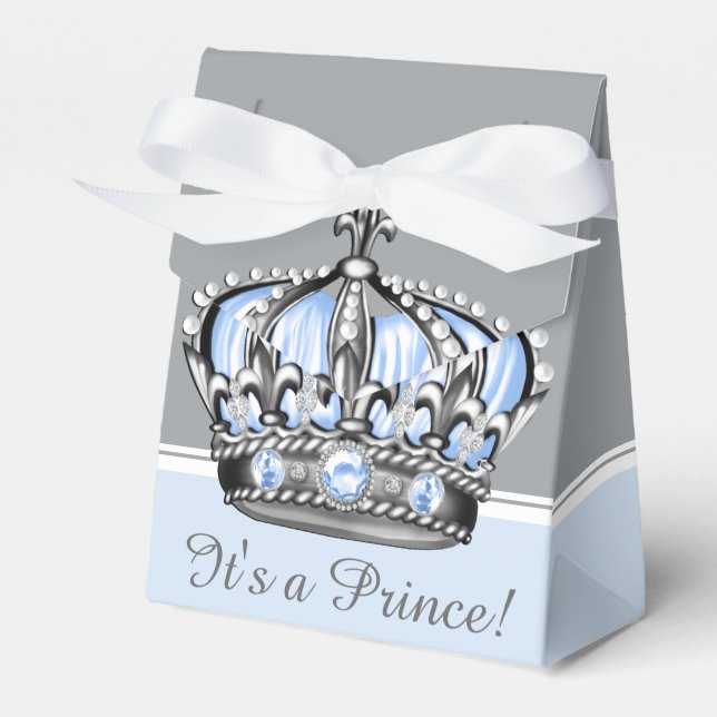 Blue Silver Crown Prince Boy Baby Dusche Geschenkschachtel (Vorderseite)