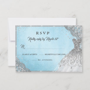 Blue Silver Diamond Sparkle Gown UAWG RSVP Karte