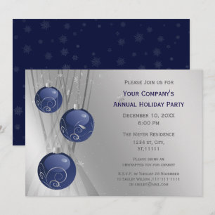 Blue Silver Festive Corporate Festive Invitation d