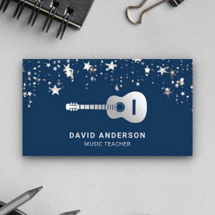 Blue Silver Foil Gitarre Lehrer Gitarre Visitenkarte