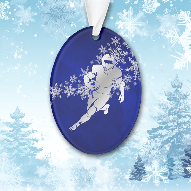 Blue Silver Football Player Ornament (Von Creator hochgeladen)