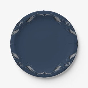 Blue & Silver Frame Elegantes Party Hochzeit im Vi Pappteller