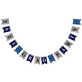 Blue Silver Glitzer 2023 Grad Party Wimpelkette