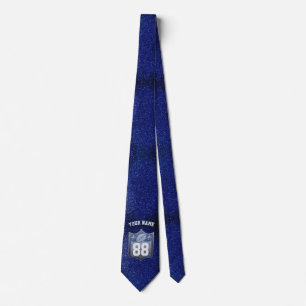 Blue & Silver Glitzer Football Player Team Spirit Krawatte