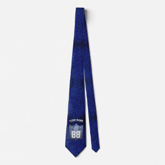 Blue & Silver Glitzer Football Player Team Spirit Krawatte