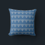 BLUE & SILVER GRAY, MENORAH & STARS Kissen<br><div class="desc">blau-grau MENORAH Kissen STAR OF DAVID TRIM von Designerin Sandy Closs ~ SandyCloss~</div>