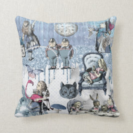 Blue Silver Ice Alice im Wunderland Kissen