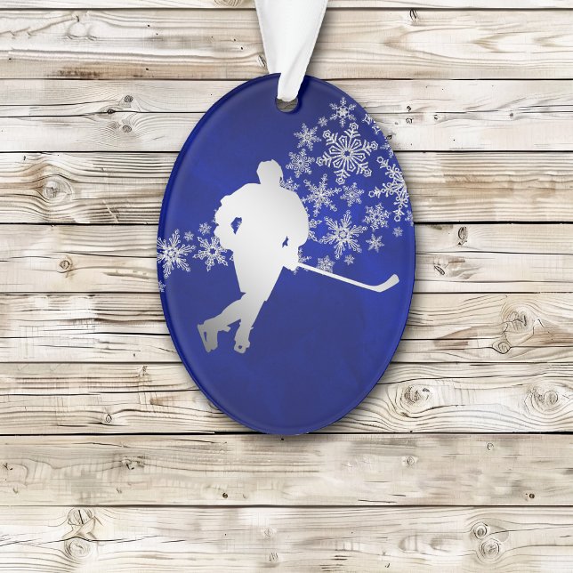 Blue Silver Ice Hockey Player Ornament (Von Creator hochgeladen)