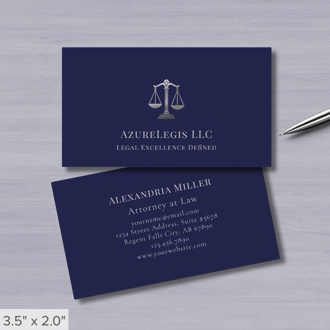 Blue Silver Justice Legal Business Card Visitenkarte (Von Creator hochgeladen)
