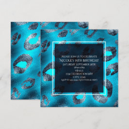 Blue & Silver Leopard Print Party Einladungen