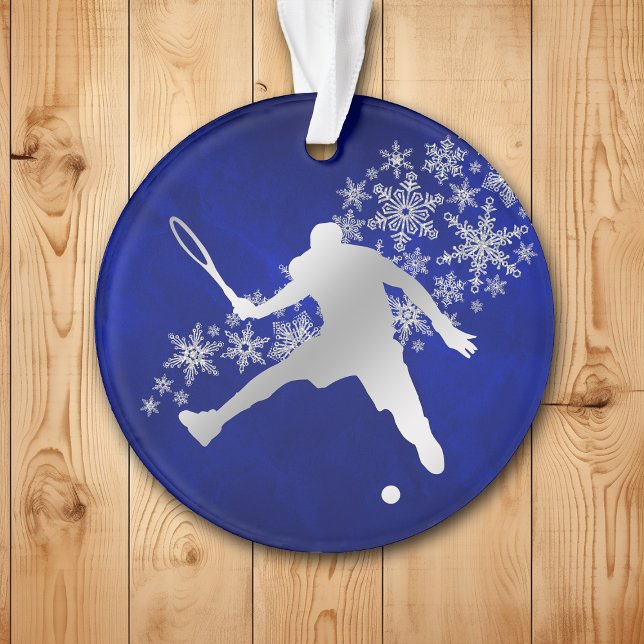 Blue Silver Male Tennis Player Ornament (Von Creator hochgeladen)