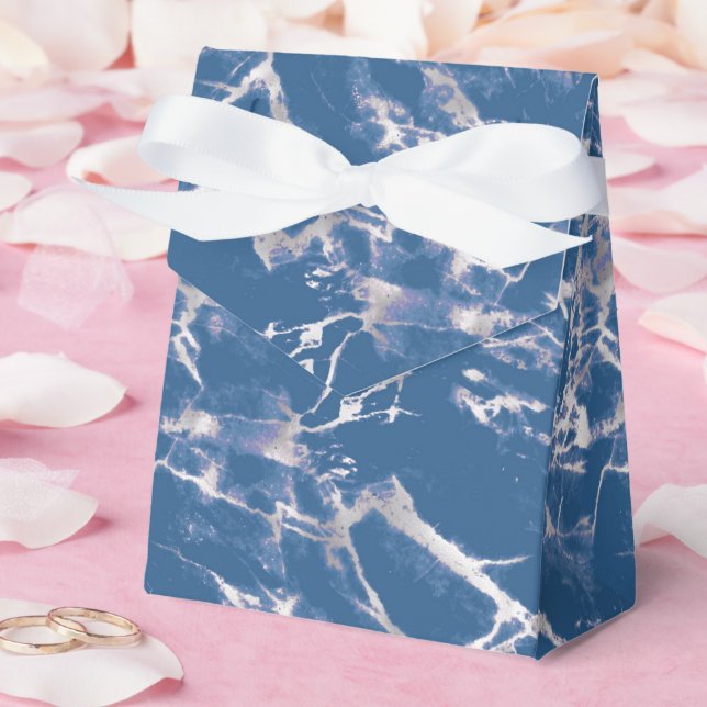 Blue Silver Marble Wedding Geschenkschachtel (Hochzeit)