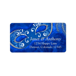 Blue Silver Masquerade Ball Wedding Address Label Adressaufkleber