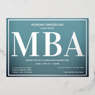 Blue Silver MBA Abschluss Folieneinladung