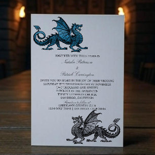 Blue Silver mittelalterlicher Dragon Wedite Einlad Einladung