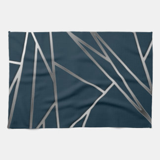 Blue Silver Modern Geometric Geschirrtuch