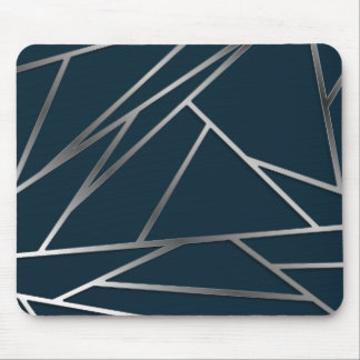 Blue Silver Modern Geometric Mousepad