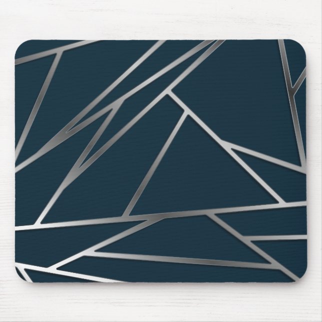 Blue Silver Modern Geometric Mousepad (Vorne)