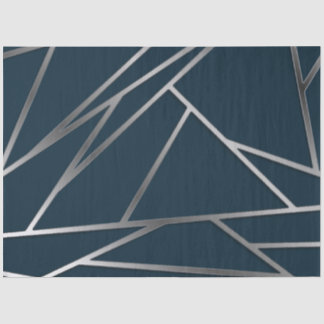 Blue Silver Modern Geometric Seidenpapier