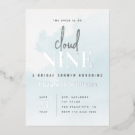 Blue & Silver Modern On Cloud 9 Bridal Shower Folieneinladung