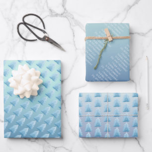 Blue Silver Nordic Tree Geschenkpapier Set