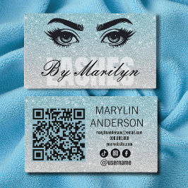Blue Silver Ombre Glitzer Lash Techniker Qr Code Visitenkarte
