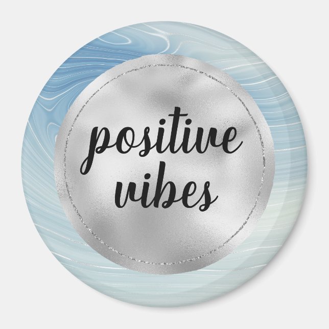 Blue Silver Ombre Stripes Magnet (Vorne)