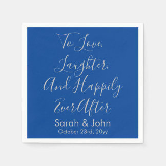 Blue Silver Personalisiert Script Hochzeitsempfang Serviette