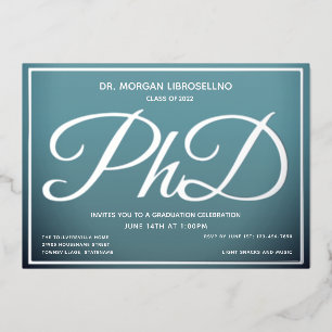 Blue Silver PhD Abschluss Folieneinladung